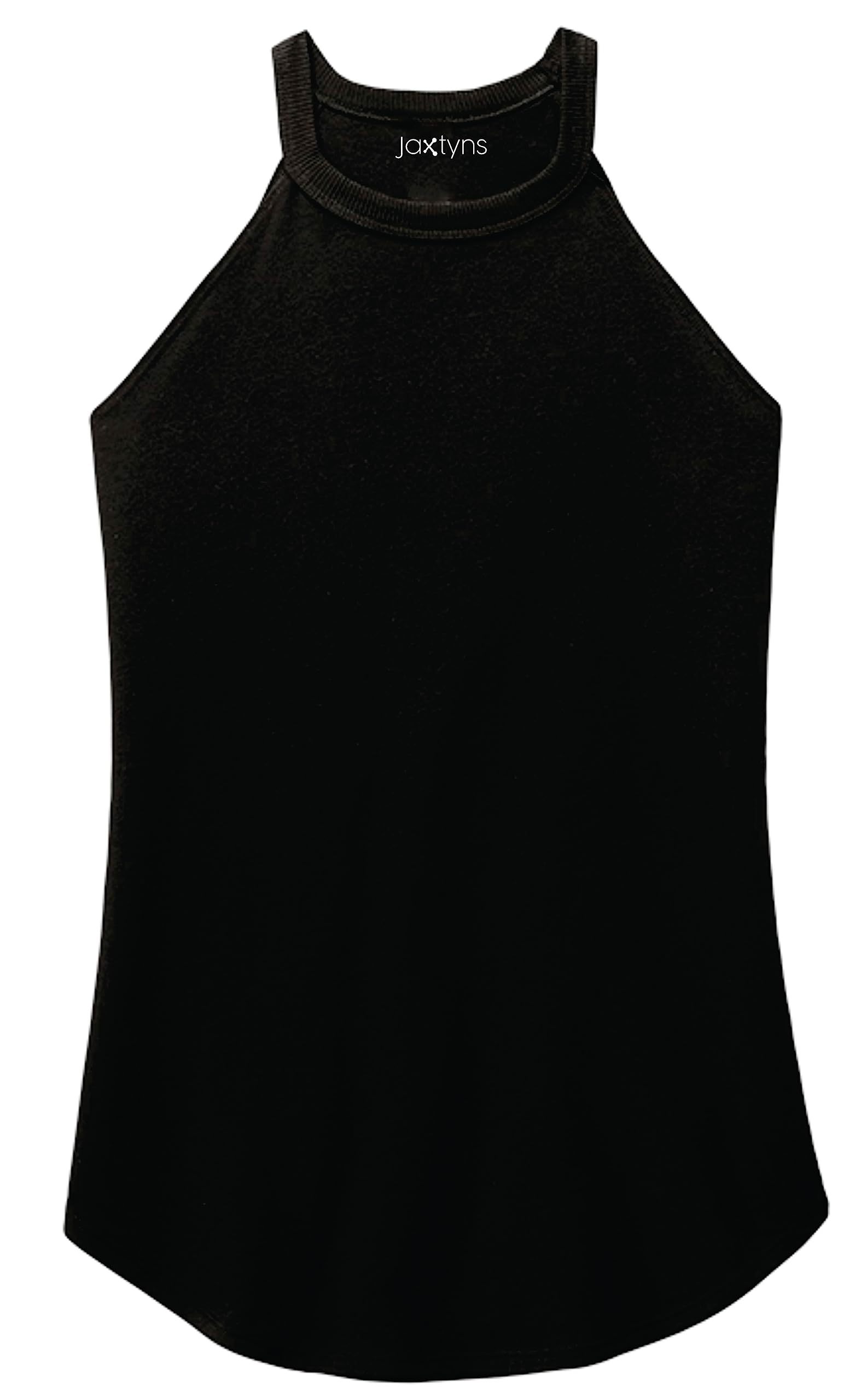Jaxtyns Ladies Rocker Tank High Neck Womens Flattering Soft Tri Blend Workout Causal Dress Top