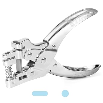 2 in 1 Badge Slot Hole Punch for ID Cards, Heavy Duty Hand Punch Metal Hole Puncher for PVC Material, Business Cards, Paper and Cardstock 5mm Round Hole &13mm X 3mm Slot Hole, Silver