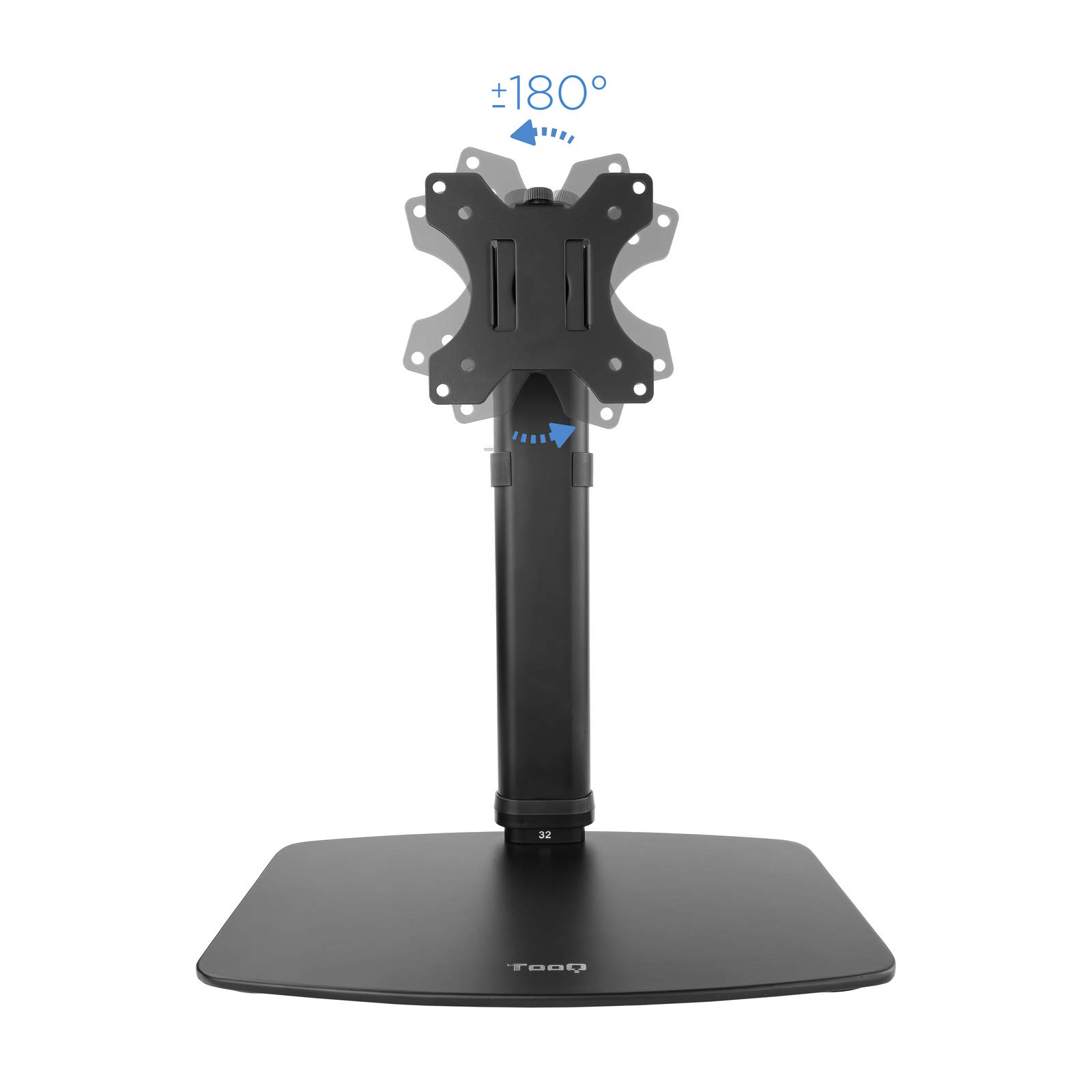 TooQ DB1127TN-B - Supporto da tavolo con regolazione in altezza per schermi da 17” a 27”, colore nero