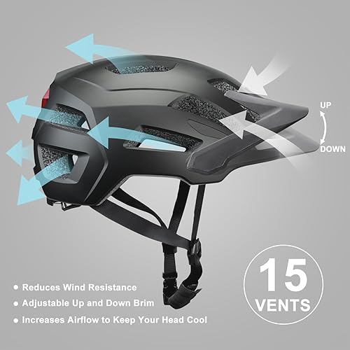 Miniatura 3 de Casco de bicicleta, cascos para adultos y hombres, luces LED delanteras y traseras con certificado seguro, casco de bicicleta de carretera MTB con