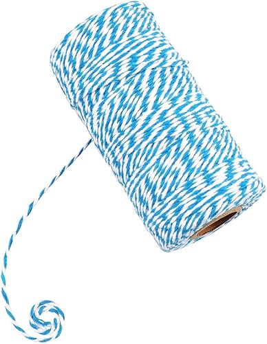 Miniatura 25 de Cuerda de algodón de 328 ft, cuerda de Navidad, cuerda resistente para manualidades y envolver regalos. Rojo Blanco