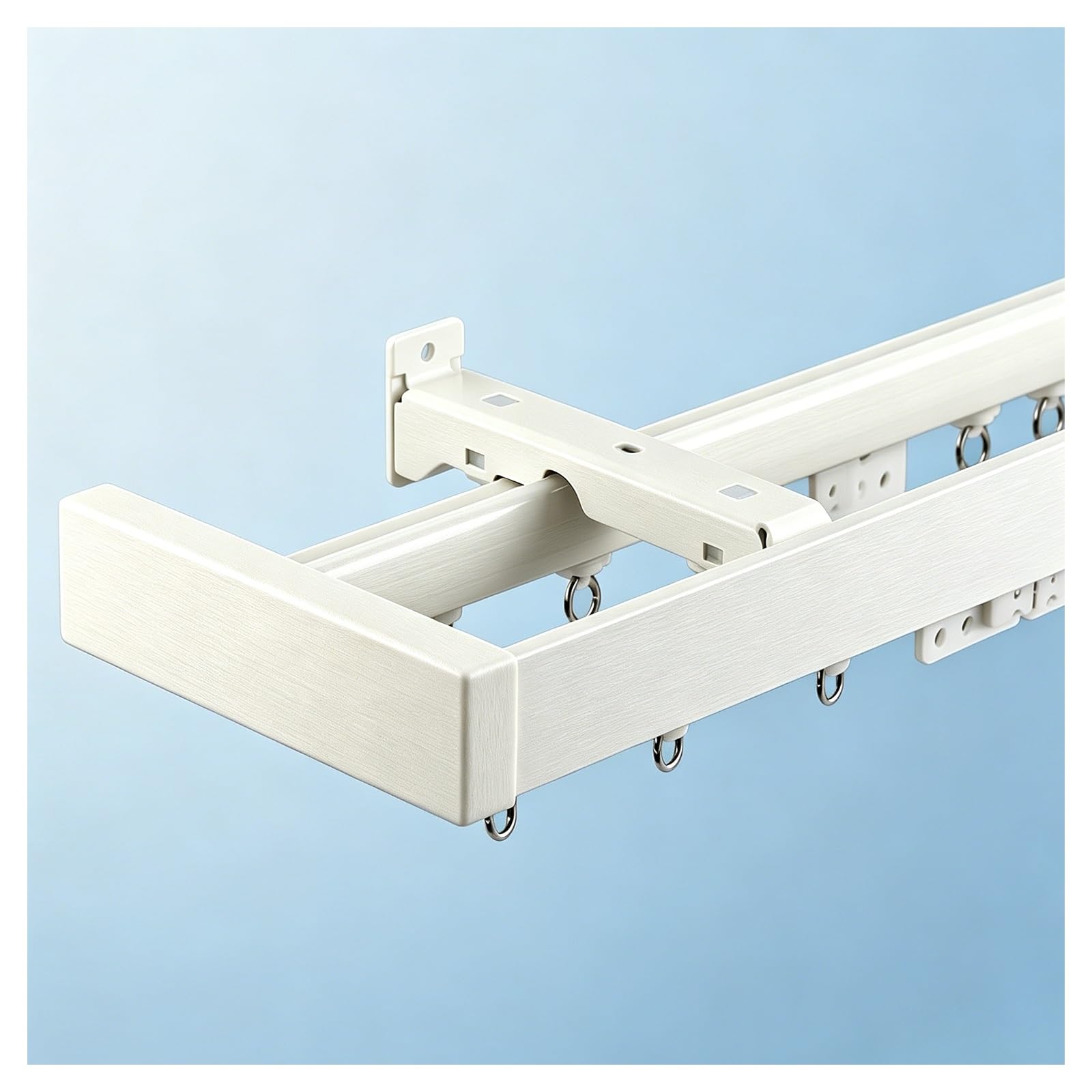 Wandhalterung aus Aluminiumlegierung, Doppelschiene, für Raumteiler, geräuschlos, für Wohnzimmer, Dusche, Krankenhaus, Privatsphäre, 300 cm / 9.8ft und 490 cm / 16.1ft (weiß)