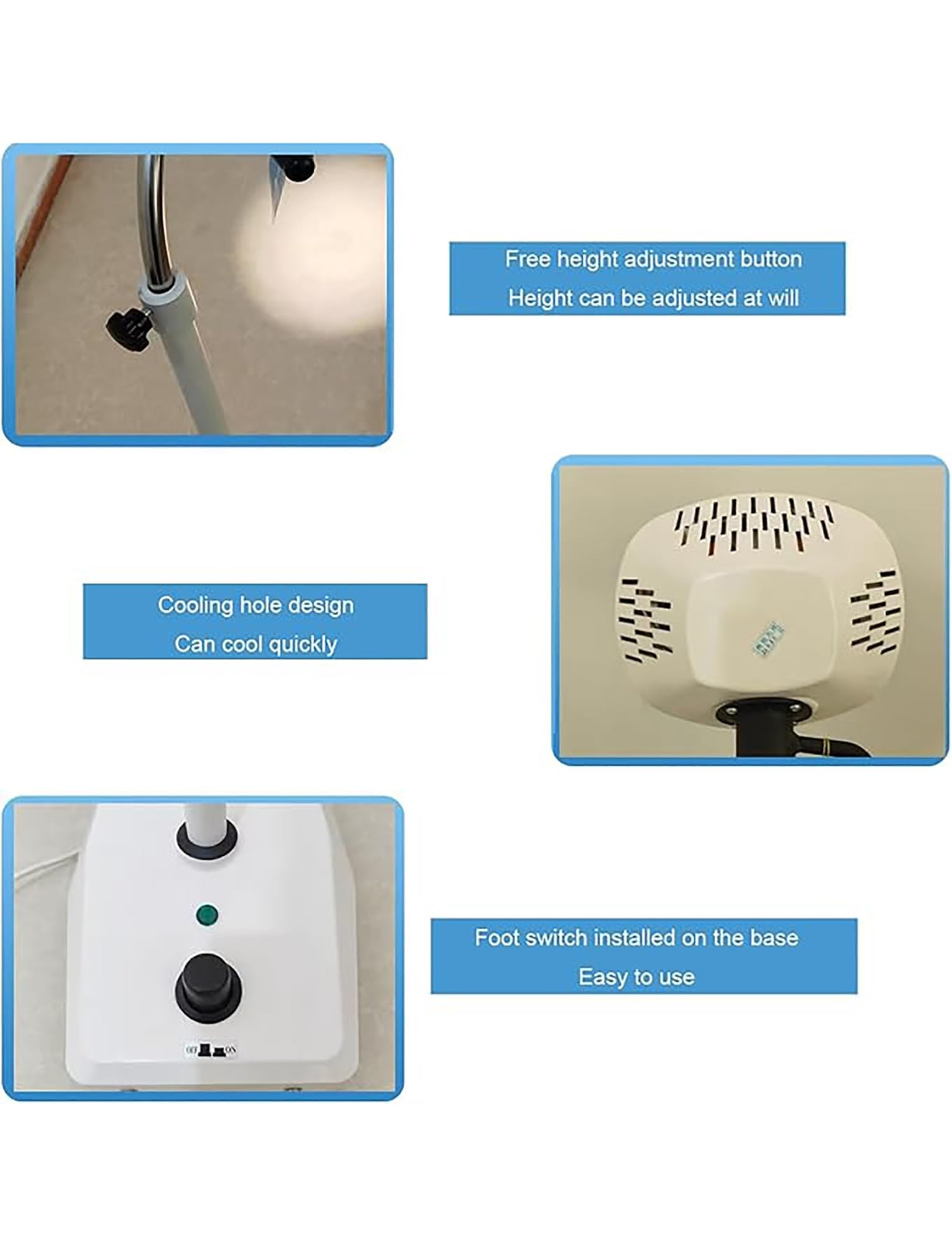 Lampada for visita chirurgica multiforo mobile Lampada for visita ginecologica medica da pavimento adatta for ambulatori, odontoiatria, reparto otorinolaringoiatria