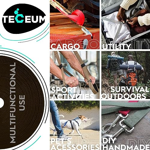 Image of TECEUM 3 /4 inch & 5 /8 inch & 1 inch & 1.5 inch & 2 inch Webbing - 10 25 50 Yards - 40+ Colors - Heavy Duty 1 Inch 1.5 Inch 2 Inch Backpack Straps - Webbing for Outdoors Indoors Crafting DIY