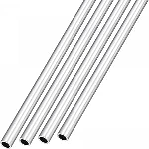 sourcing map Lot de 4 tubes ronds en aluminium 6063 (5 mm de diamètre x
