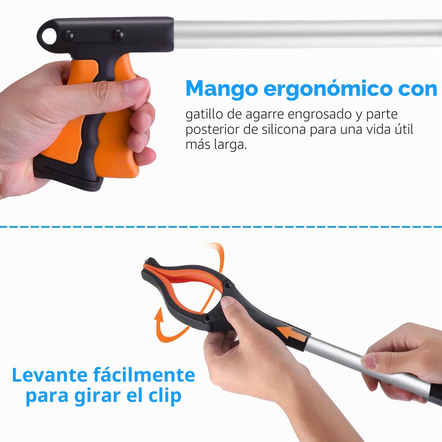 Wiseten 2 Piezas Pinza Recoge Objetos Plegable, 110cm Brazo con Pinza Larga | para Alcanzar Objetos para los Viejos, Recogedor de Basura, Pinzas Extensibles con Imán para Discapacitados