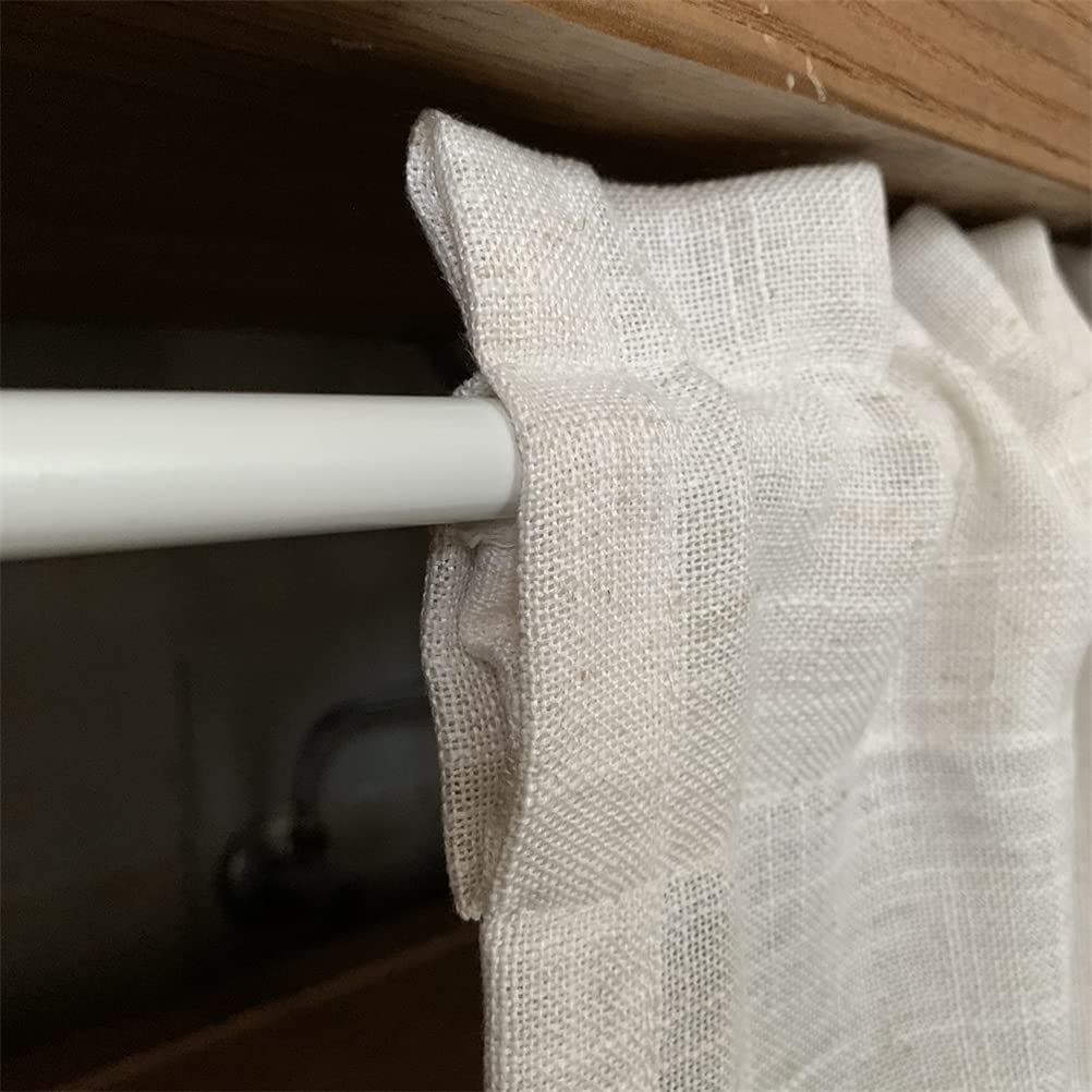 Tenda Corta Rustica Per Cucina In Lino E Pizzo Uncinetto - Beige, Trasparente E Moderna, Pannello 150x30 Cm Per Finestra