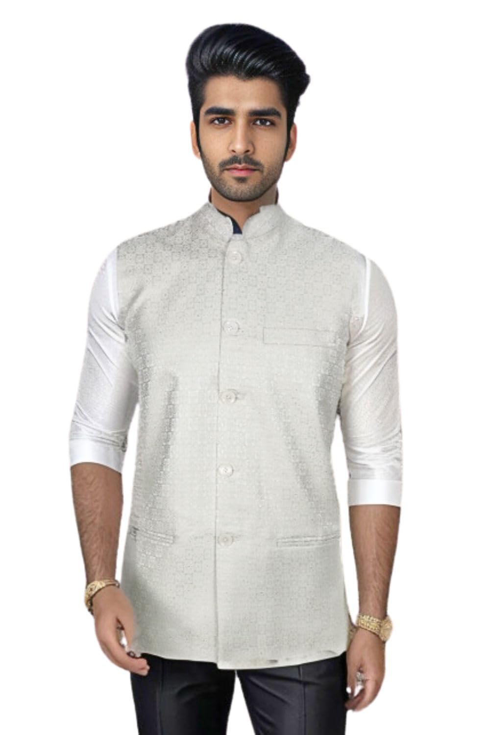blacksmith Tiny box Floral Jacquard Nehru Jacket for Men - Wedding Jacket for Men-picture-19