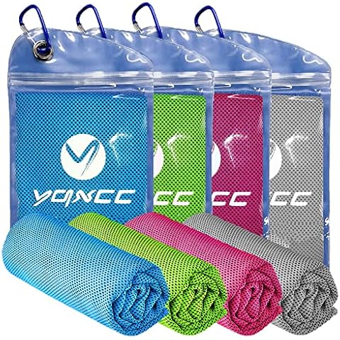 YQXCC 4 Pack Cooling Towels (40"x12") Cool Towel, Cold Towel, Microfiber Soft Breathable Chilly Ice Towel for Sport, Yoga, Golf, Gym, Camping, Running, Fitness, Workout & More Activities Cover