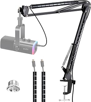 YOUSHARES AM8 Mic Arm - Microphone Boom Arm Stand Compatible with FIFINE AM8 XLR/USB Gaming Microphone with Cable Sleeve