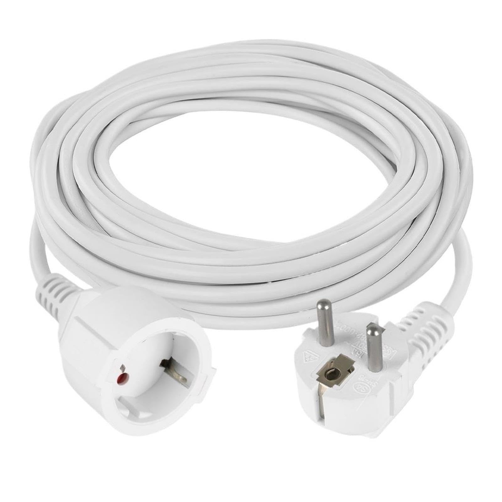 Rallonge de Prise UE 3680W, Contact de Protection à tête Plate, câble 16A 250V 1 5mm², Ligne de Prise de Courant 3M 5M 10M(SH-16-White-10M)