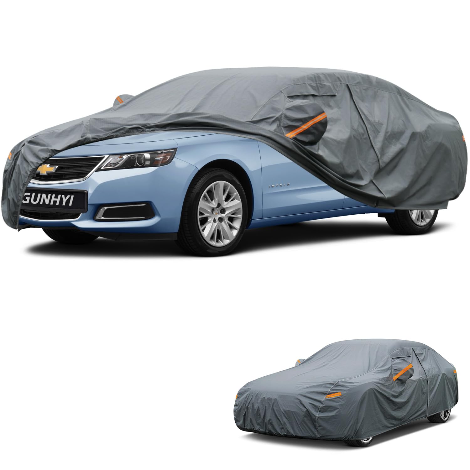 GUNHYI Premium Car Cover Custom Fit Chevrolet Impala(2000-2021), 16 Layers Heavy Duty Car Cover Waterproof All Weather with Zipper Door for Sun Rain Snow Dust Uv Protection