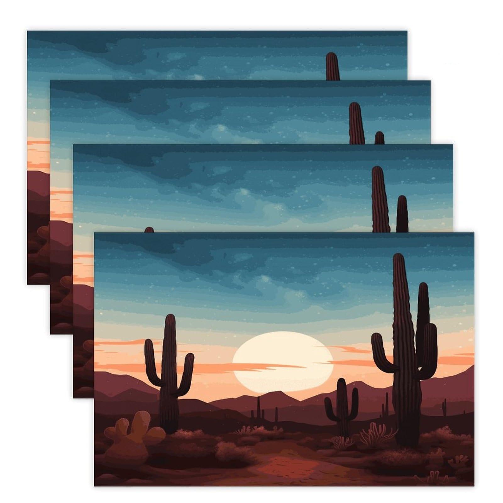 Placemats Set of 4 Placemats Desert with Cactus Placement Mats for Dining Table Place Mats Suitable for Personal Dining Tables Dinner Parties BBQ Weddings