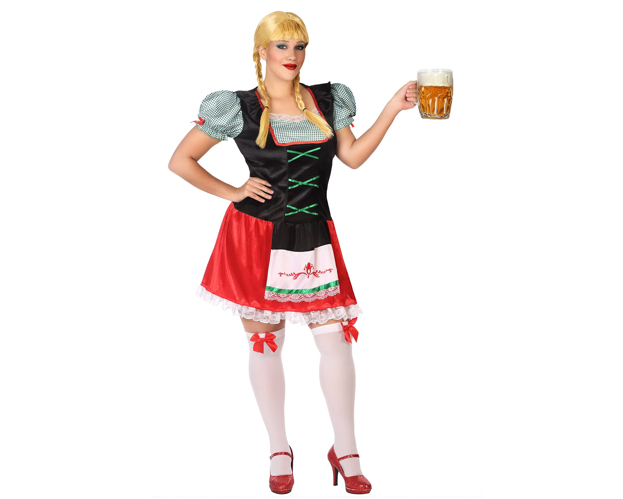 ATOSA Damen Kostüm GERMAN WOMAN In Größe XL - Dirndl / Trachtenoutfit In Schwarz/Rot - Für Karneval Oder Oktoberfest