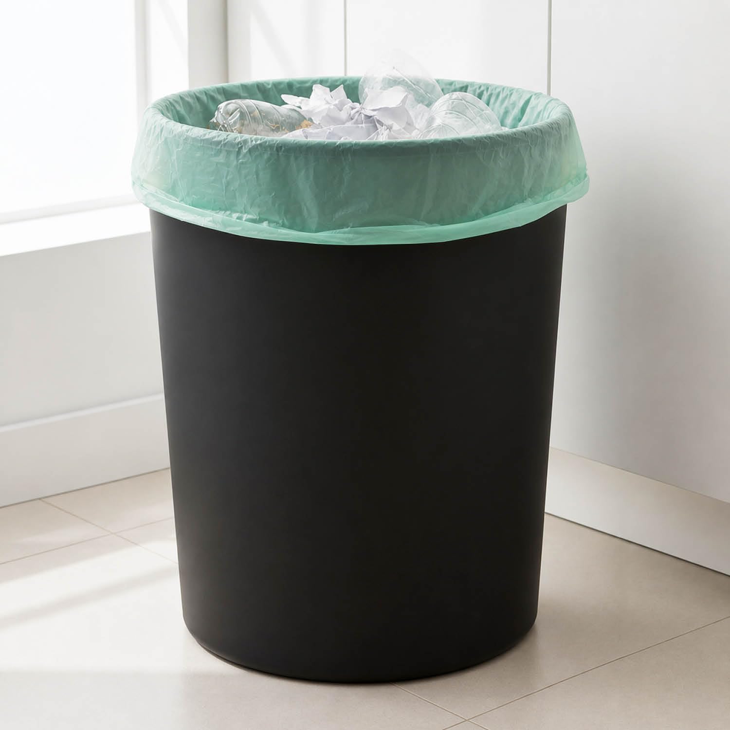 com-four® 540x Müllbeutel mit Zugband 60 Liter - reißfeste Abfallsäcke - Mülltüten flüssigkeitsdicht - Müllsäcke für Haushalt, Gastronomie und Gewerbe - 20 Stück pro Rolle (60 Liter - 540 Stück)