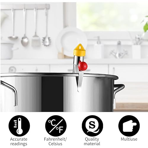 Miniatura 4 de LABO - Termómetro de caramelo para freír con clip para olla, termómetro de vidrio de lectura instantánea para dulces, freír, mermelada, azúcar,