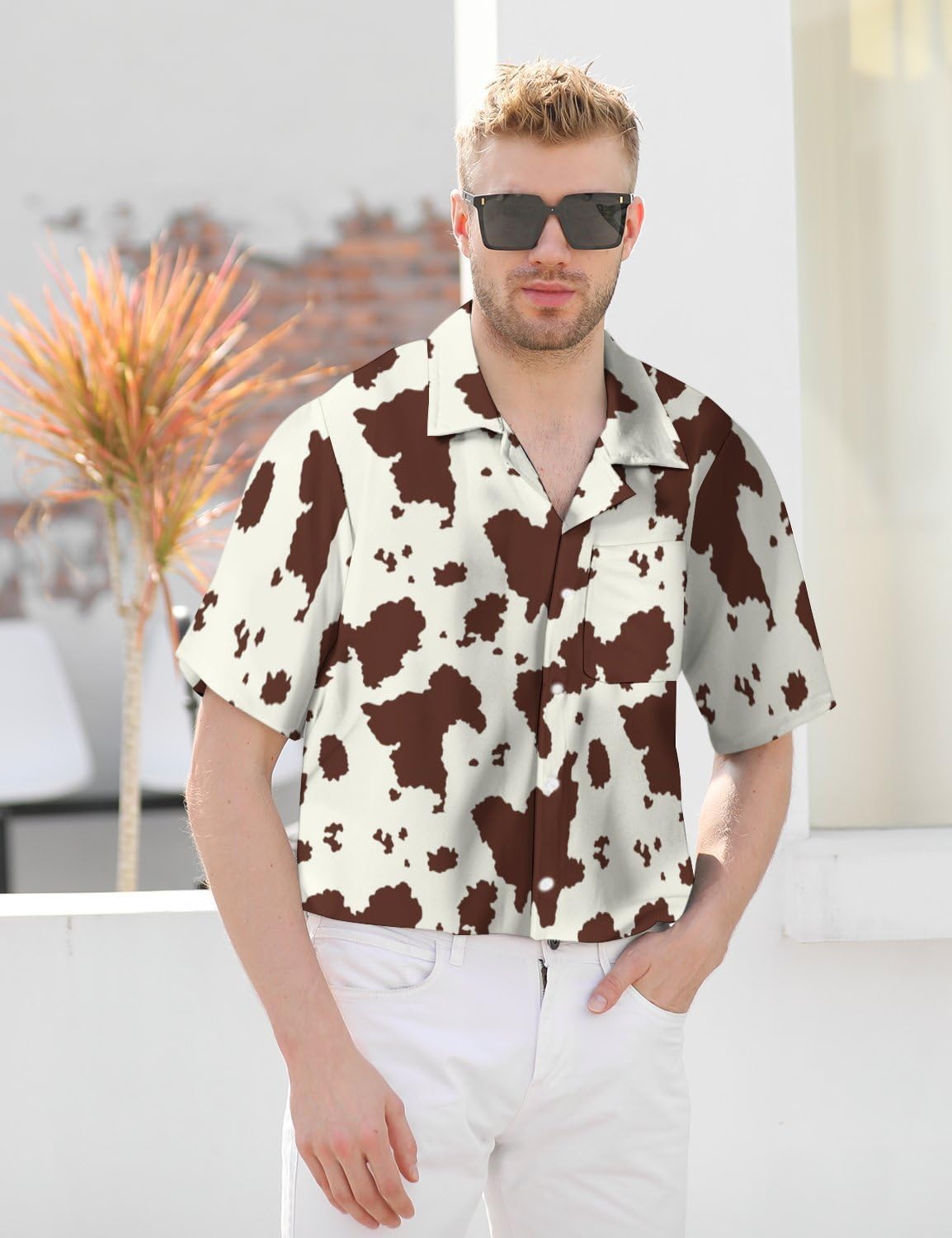 Hawaiian Shirt Men's Button Up Tropical Shirts Funny Short Sleeve Shirt