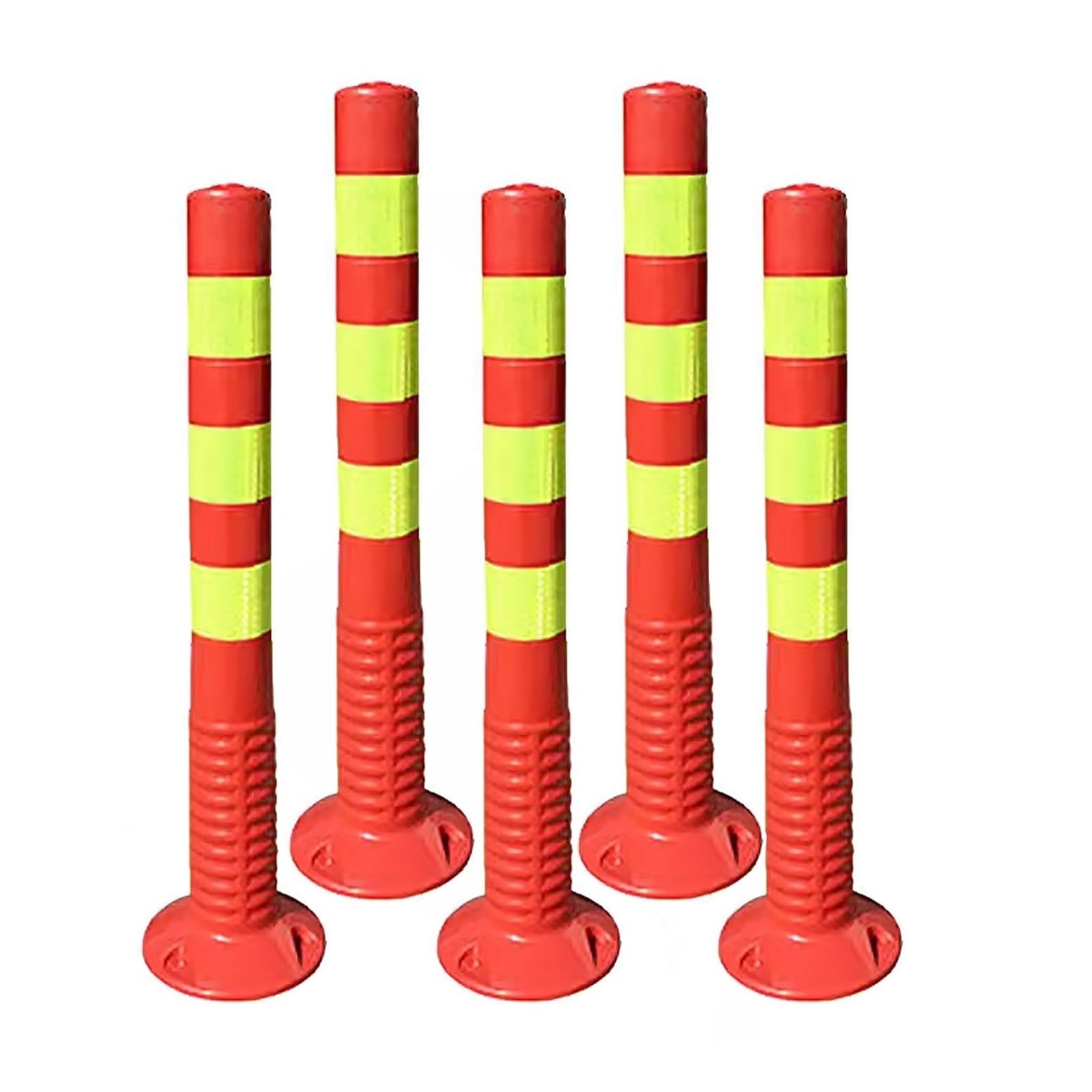 HCZKIUJY Flexible Parking Bollards - High Visibility Reflective Safety Posts for Driveway and Commercial Lot Security (Red 5 pack)