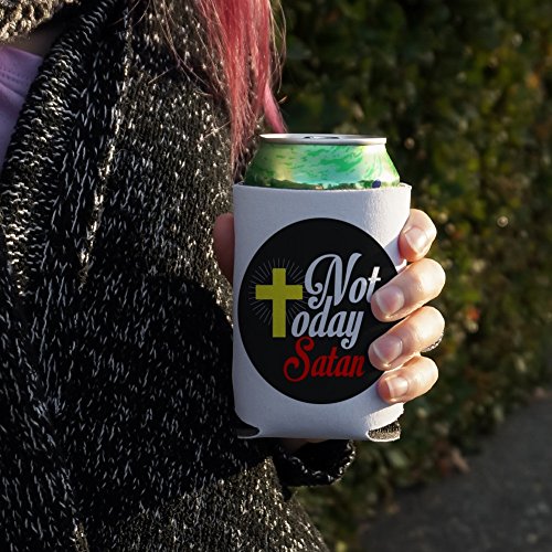 Not Today Satan Cross Christian Religious Can Cooler - Drink Sleeve Hugger Collapsible Insulator - Beverage Insulated Holder - Image 4