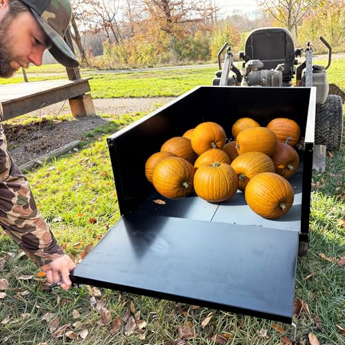 AUTOSAVER88 500Lb Steel Dump Cart Tow Behind Lawn Dump Cart for Lawn Tractor Black - Thumbnail 6