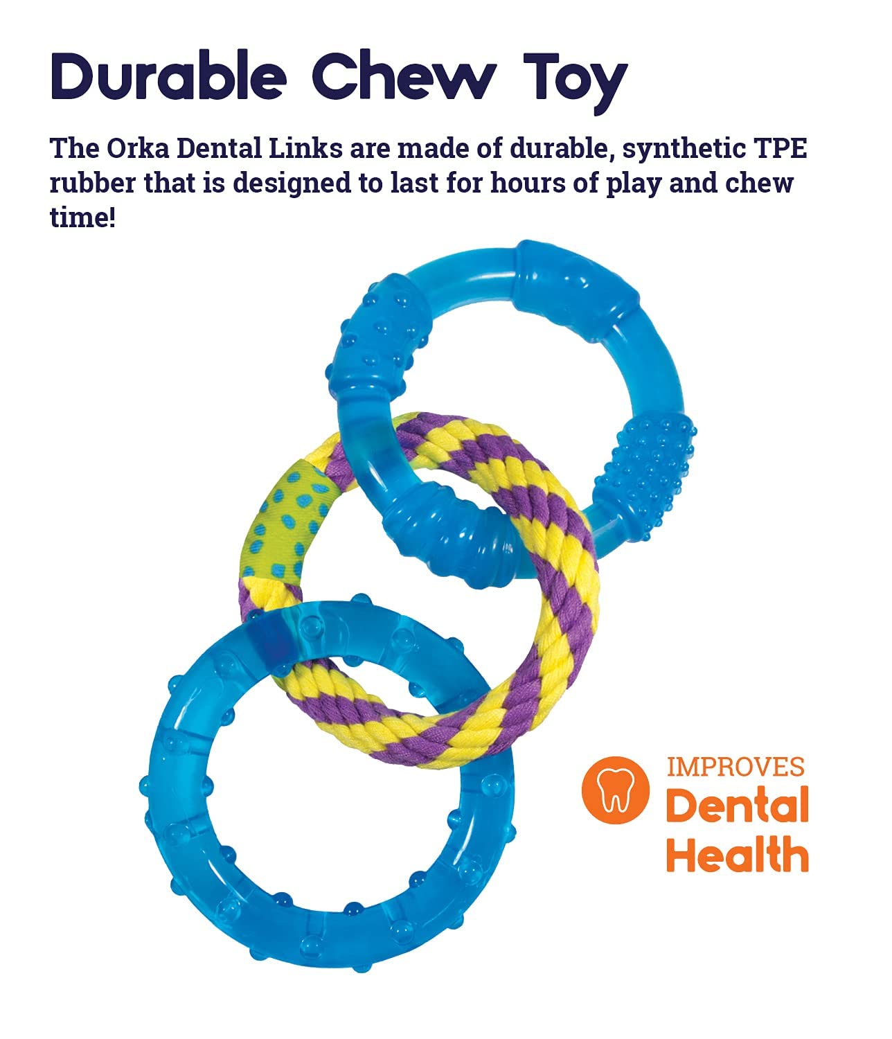 Outward Hound ORKA Triple Dental Links 23cm Dog Chew Toy 1