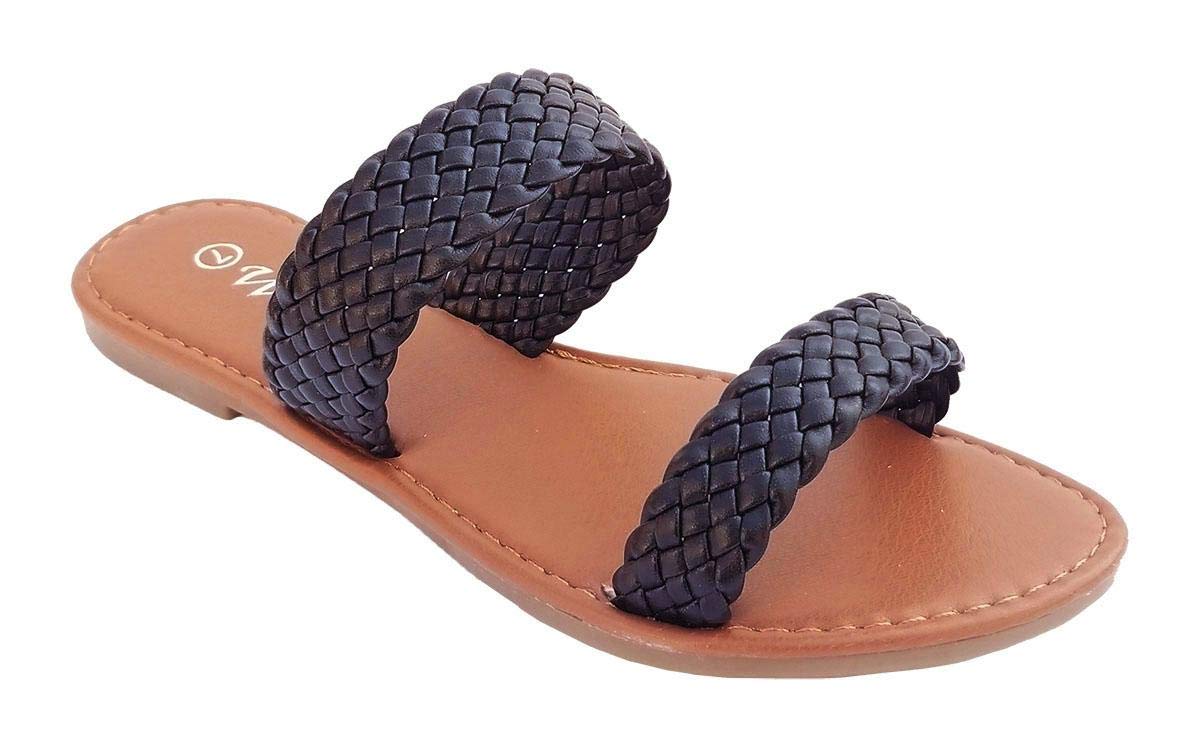 Elegant Womens Fashion Flip Flop Sandals 6 2 Strap Braided Black