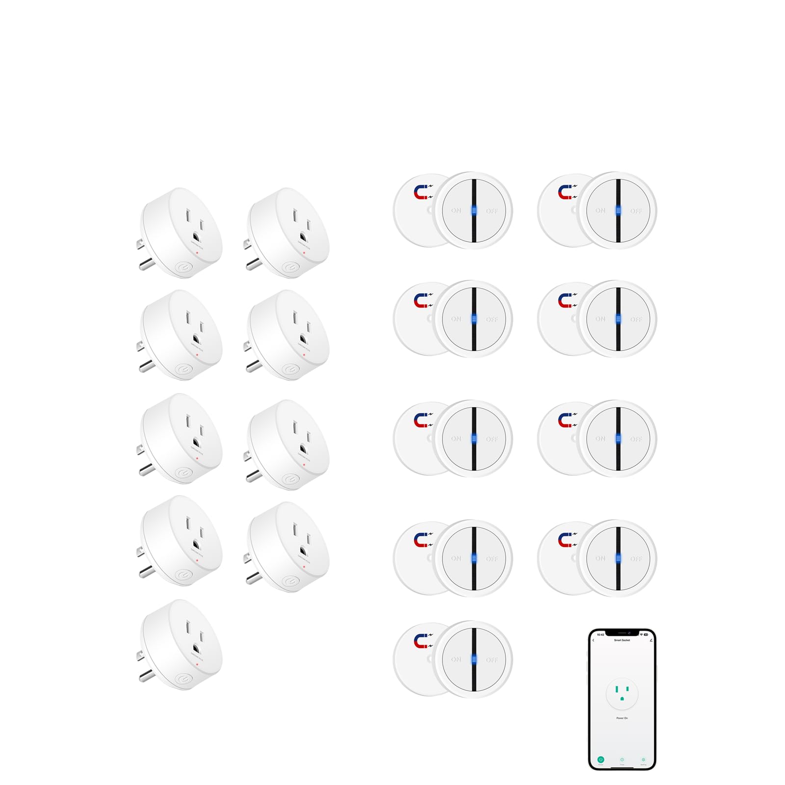 Greencycle Smart Wireless Remote Control Outlet Plug WiFi Outlets for Household On Off Smart Outlets Switch Compatible with