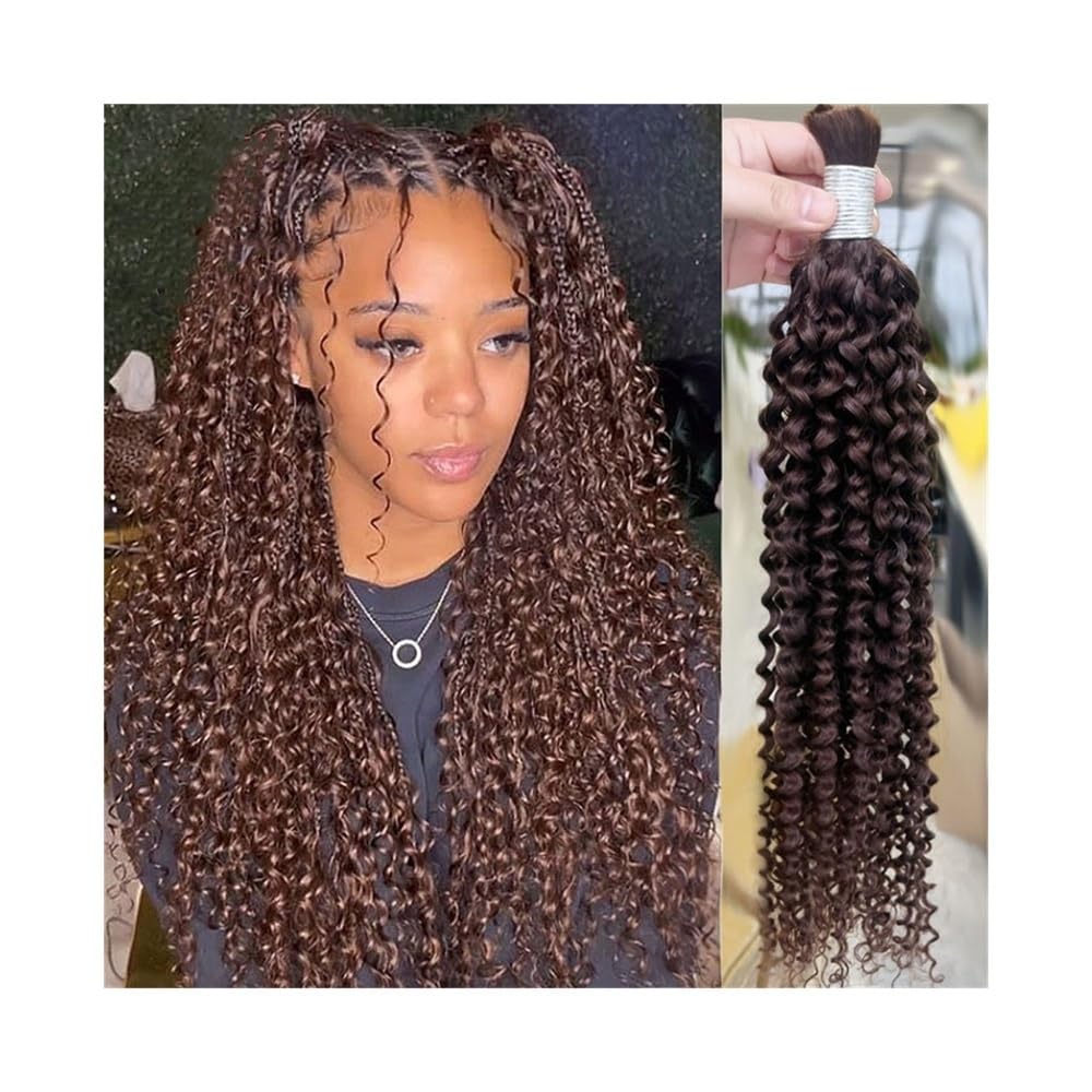 Przedłużenie włosów z brązowymi włosami, bez plątania, do warkoczyków Remy Jerry Curly Boho Braids (1 opakowanie, 20 cali)