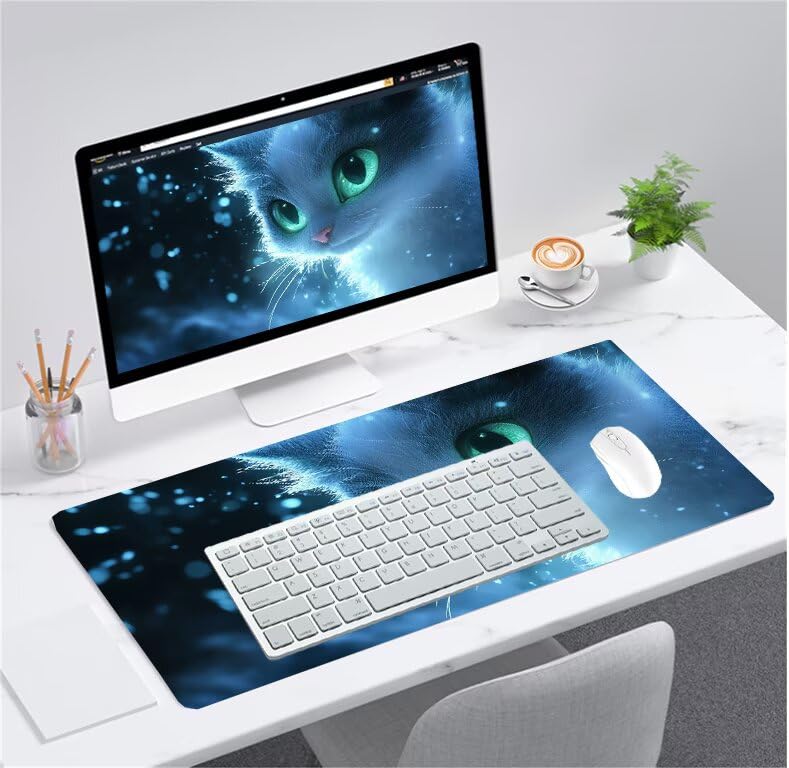 Tapis de souris grand format bleu pour stabiliser le clavier
