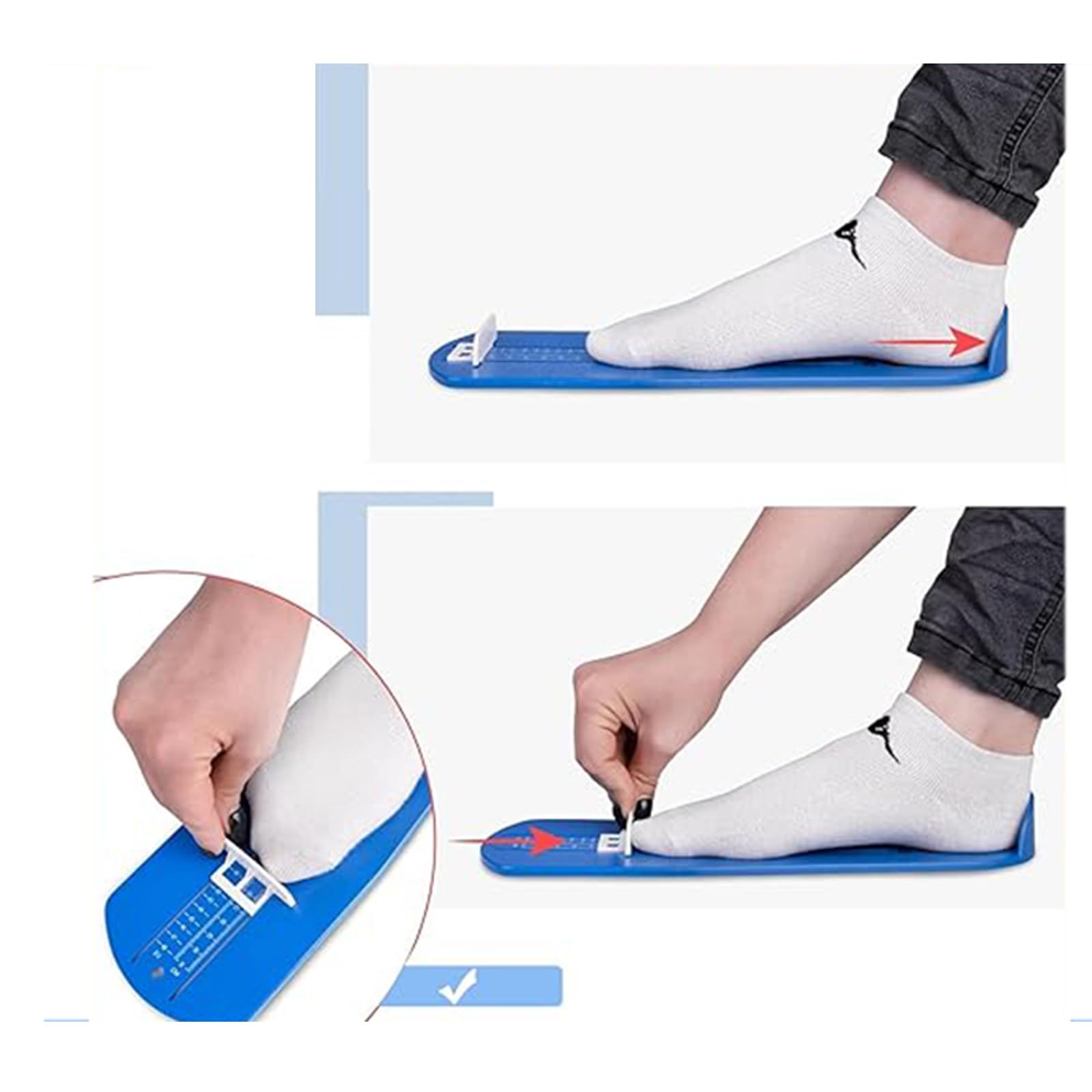 Pedimetre Enfants et Adultes, Mesure Pied, Pointure Chaussure Mesurer, Appareil De Mesure Du Pied, Jauge de Pied, Dispositif de Mesure pour Déterminer la Pointure 18 à 47(Bleu), 1PC
