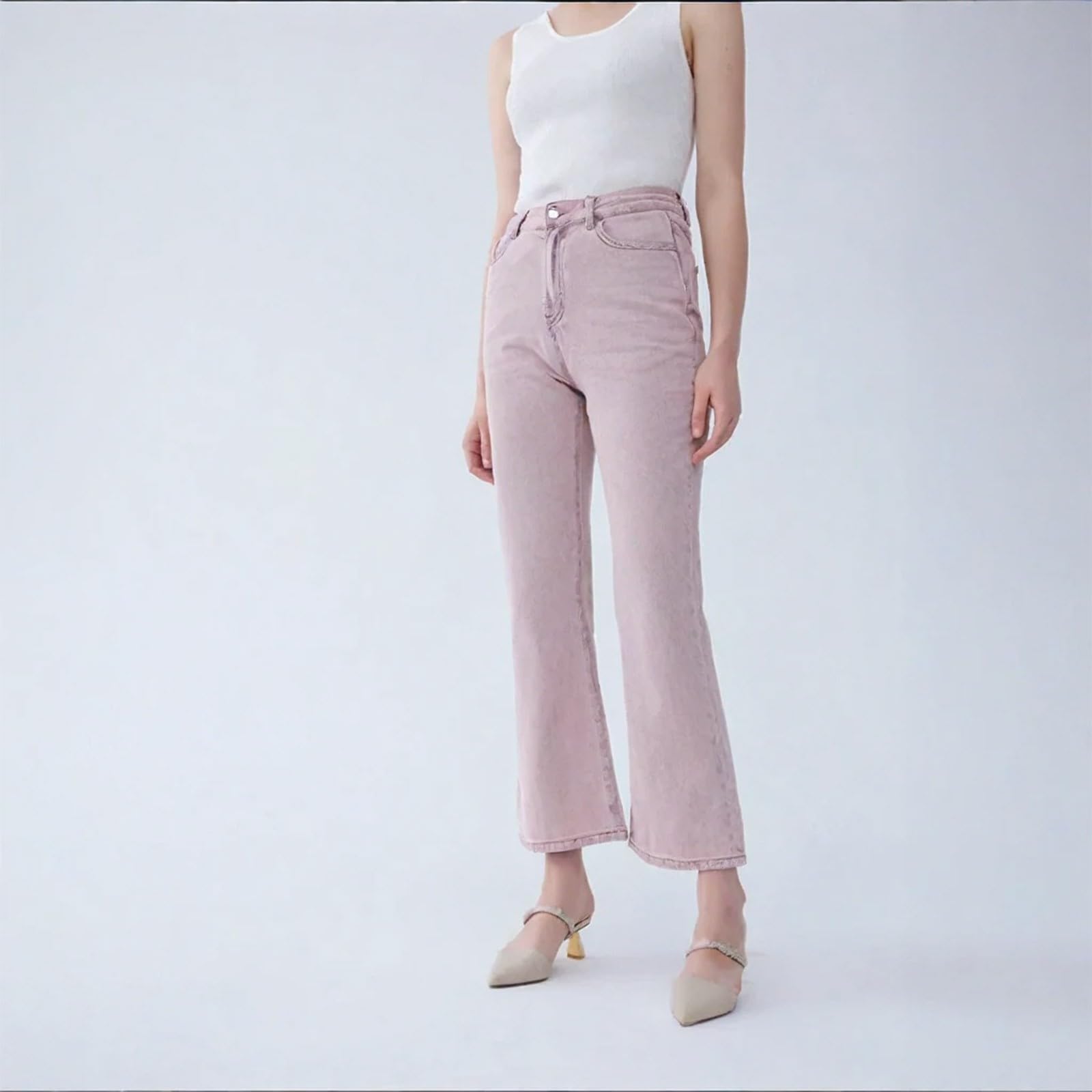 Pantalones vaqueros de cintura alta para mujer, pantalones vaqueros de pierna ancha, pantalones vaqueros boyfriend Bootcut pantalones de percusión bajos elásticos Y2K Vintage Streetwear Comfort Fit