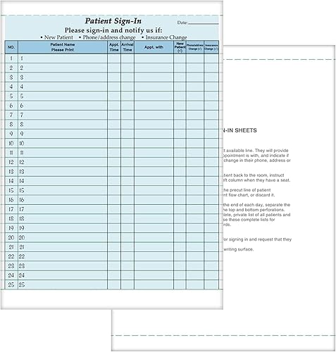 Miniatura 10 de NCR Hojas de inicio de sesión de pacientes sin carbono de 3 partes aprobadas por HIPAA y cumplen con la confidencialidad en todos los consultorios