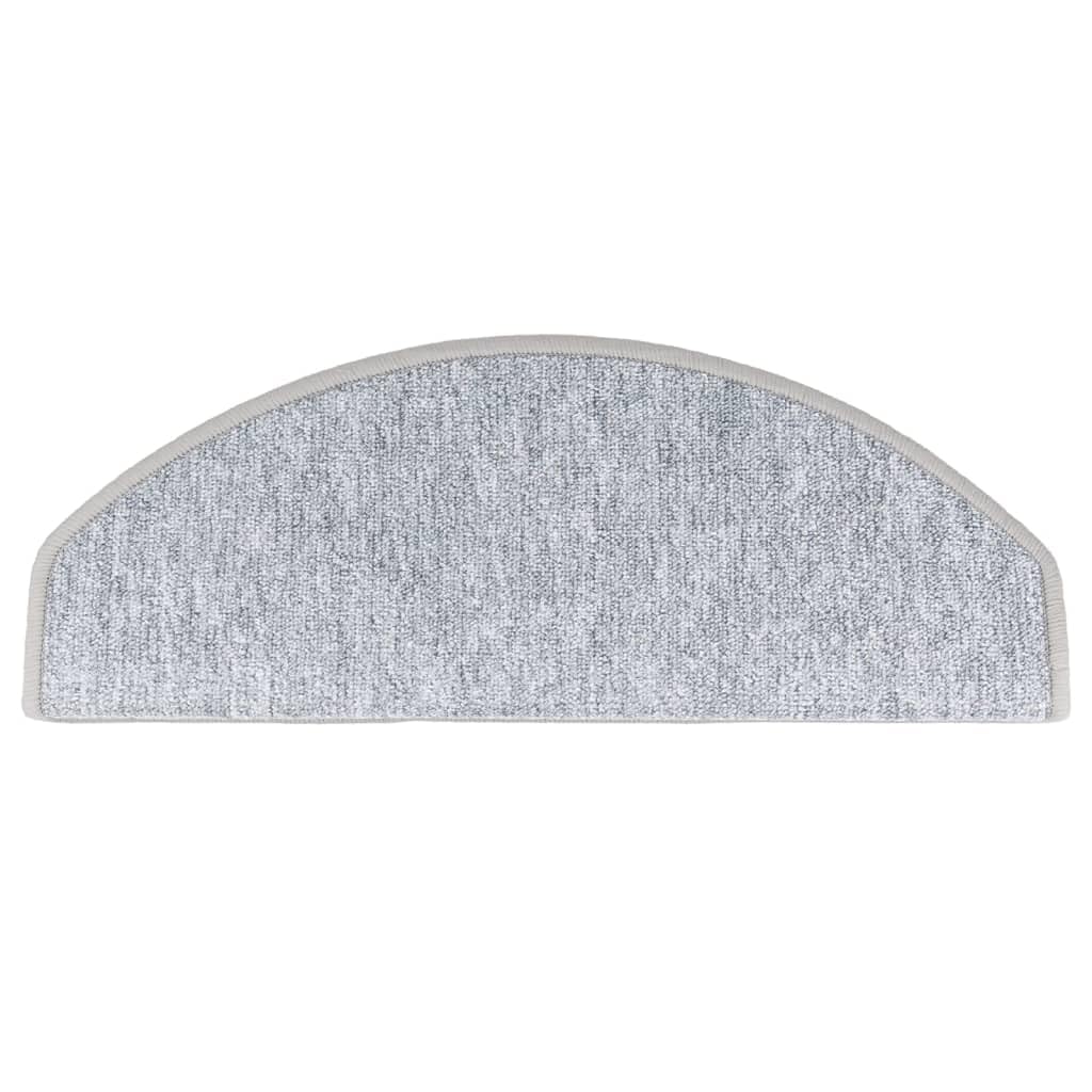 Stufenmatten 10 Stück 65x24x4 cm Hellgrau Halbrund Groß Treppenstufen Matten, Teppich Innen für Treppen, rutschfest Stufenmatten Treppenteppich