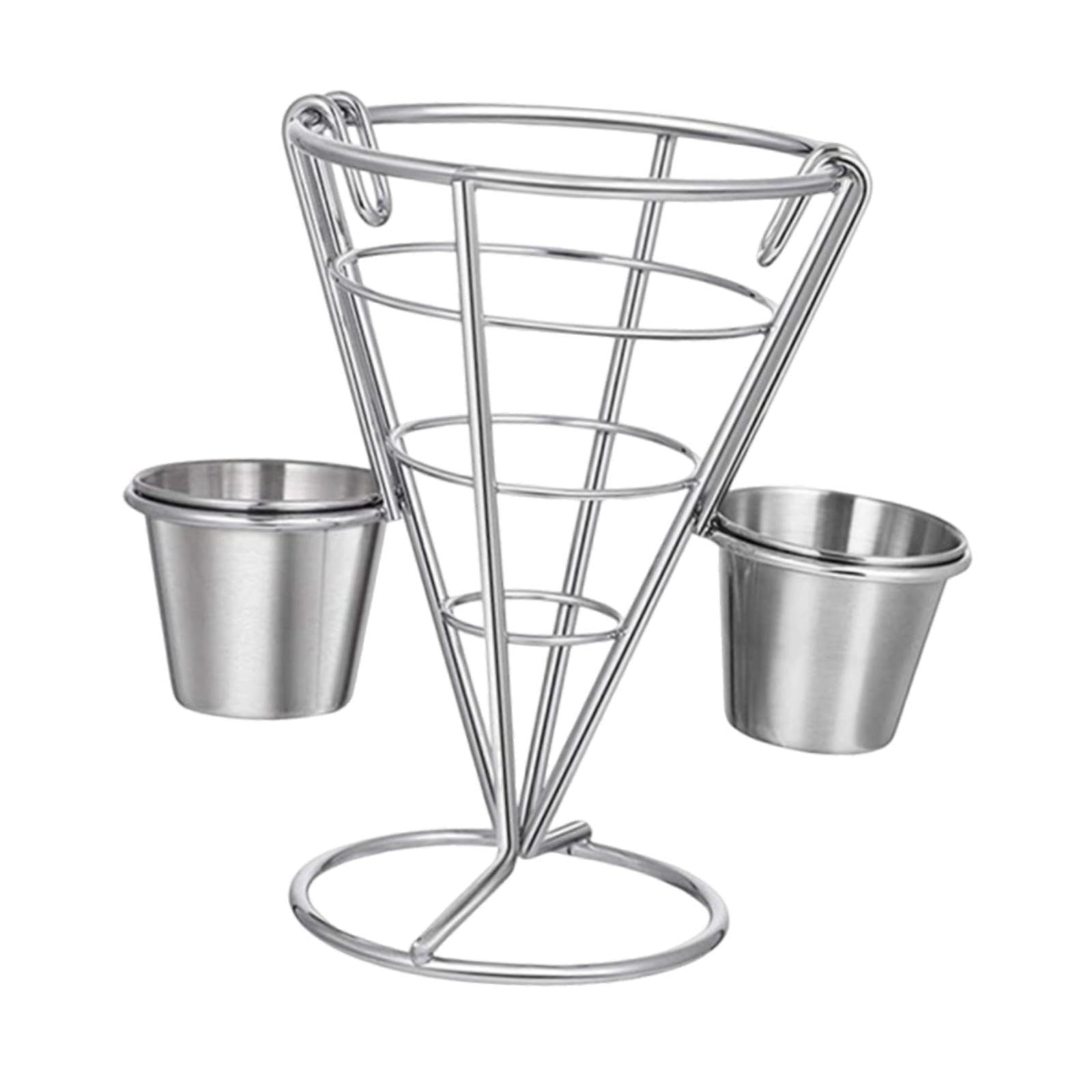 French Fries Stand Cone Fries Holder Fried Chicken Display Rack Reusable Fried Food Basket French Fry Holder for Buffet Cafe, Double Cup