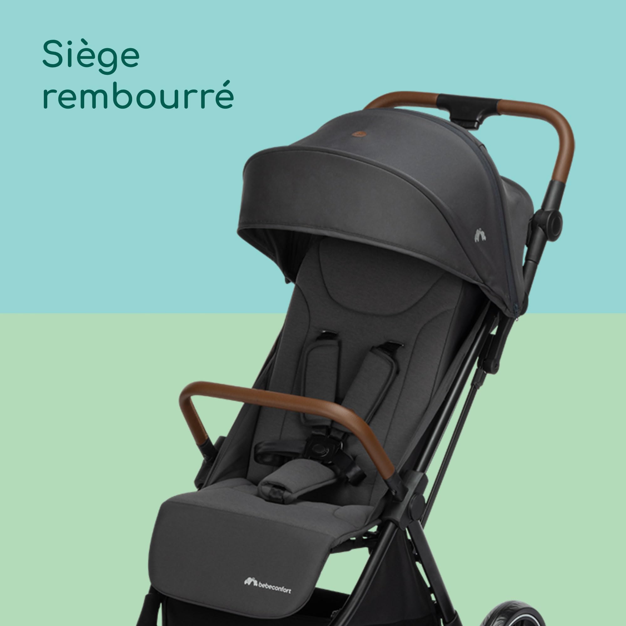 Bebeconfort Indra, Poussette, 0-4 ans, Poussette Compacte & Pliable, Automatique Rapide, Suspension Intégrée, Position Couchée, Housse Pluie Incluse, Compatible Sièges Auto, Mineral Graphite