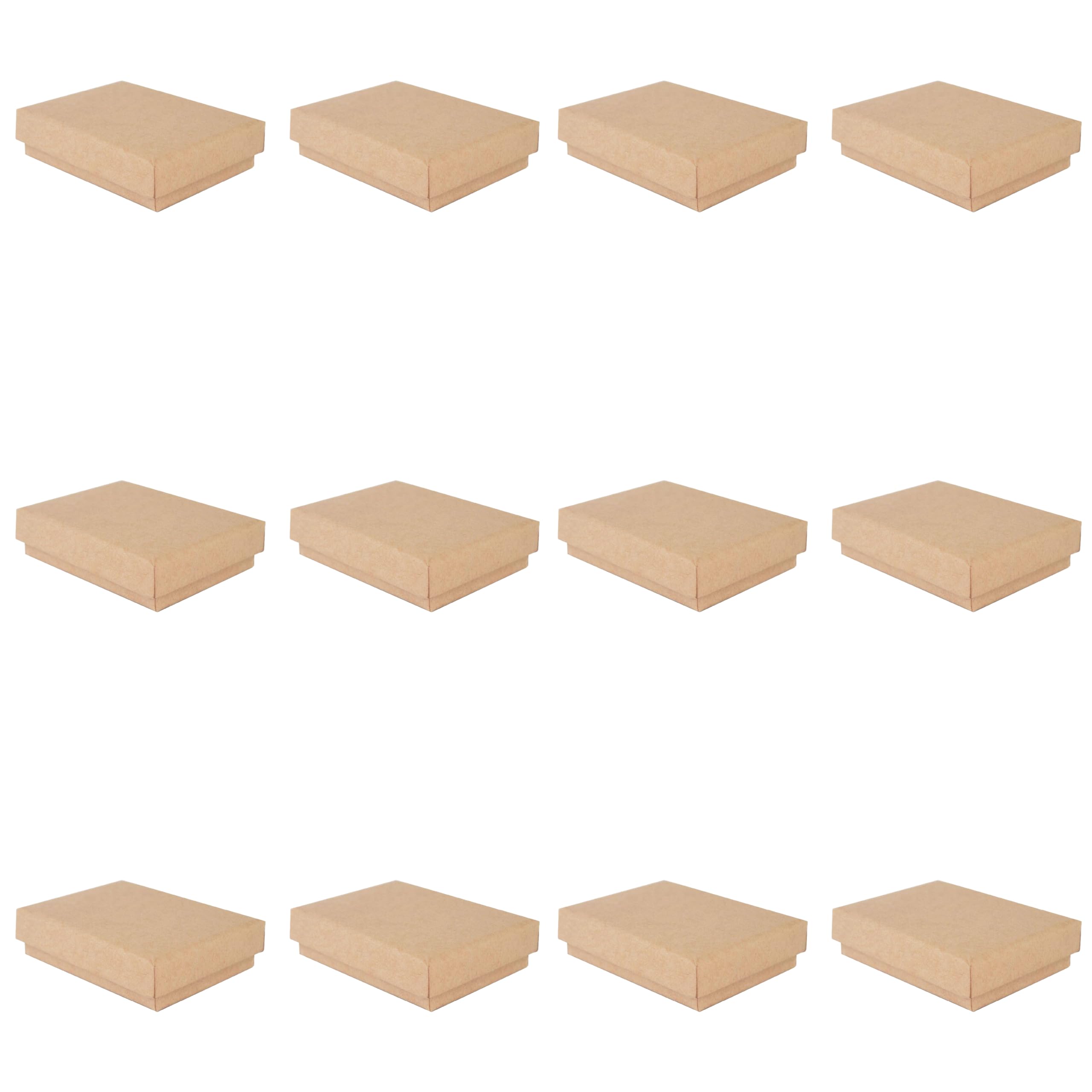 12 Small Jewellery Boxes, 51x70x18mm, Rectangle | For Necklace, Pendant & Earrings | Large Letter, Natural Eco Kraft, Anti-Tarnish Insert | FSC Certified — image 1