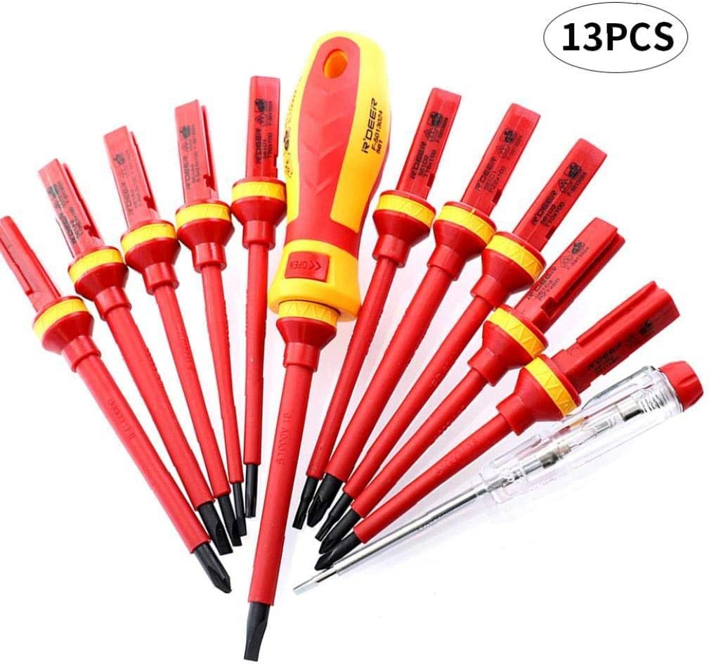 Cacciavite Isolato per Elettricista 1000V Set di Punte magnetiche Kit di Strumenti di Riparazione intercambiabili Scatola da 13 Pezzi Durevole