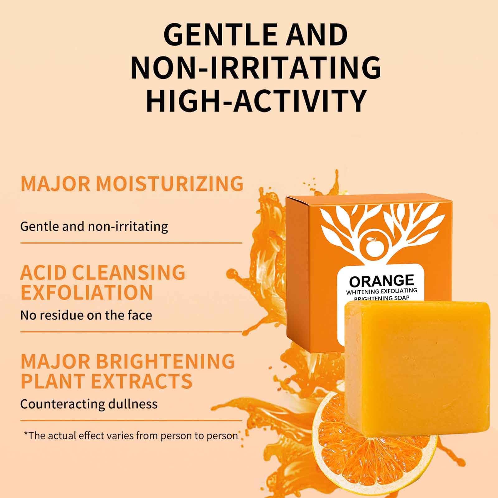 Jabón natural de naranja dulce con exfoliante, Limpieza profunda e hidratación facial para todo tipo de piel（3pcs）