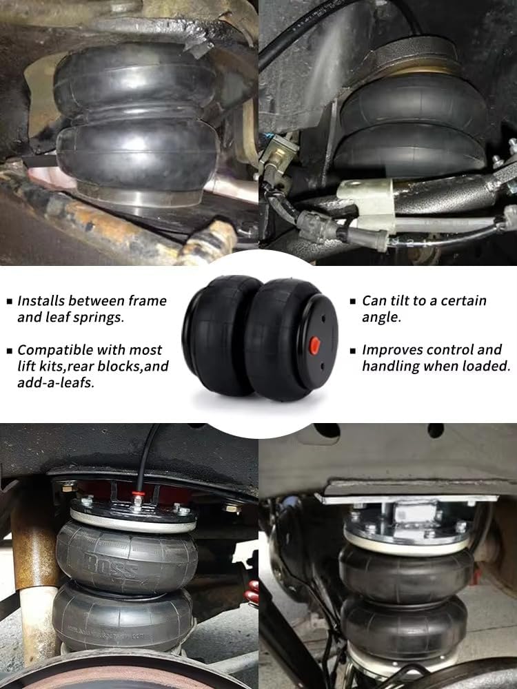 2pcs 2500 lb Air Bags Combo + Weld On Rear Suspension Mount Bracket Kit for 2.75" Axle