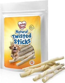 Loving Pets Dog Chew White Twisted Sticks for All Life Stages, Milk, 250G, 1 Count