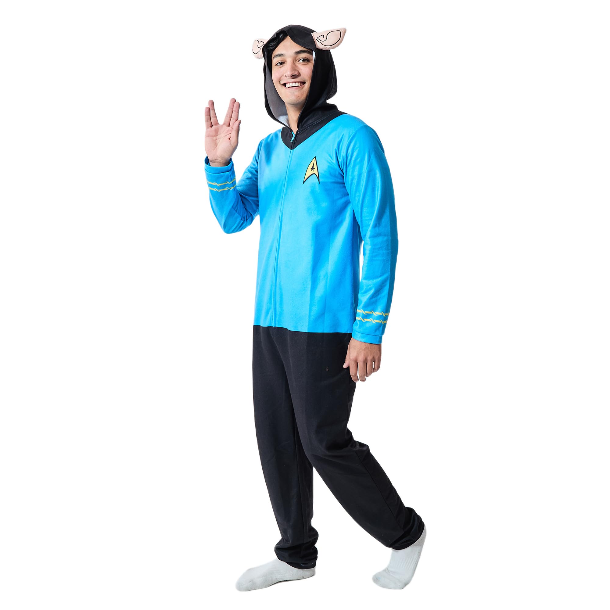 Photo 1 of ***USED*** Bioworld Star Trek Spock Uniform Men's Onesie Cosplay Union Suit With Hood-Large