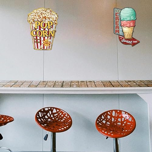 Miniatura 5 de SUPERDANT Letrero de metal con diseño de palomitas de maíz, letrero de lata vintage para restaurantes, cafeterías, bares, pub, cocina, cine, cine,