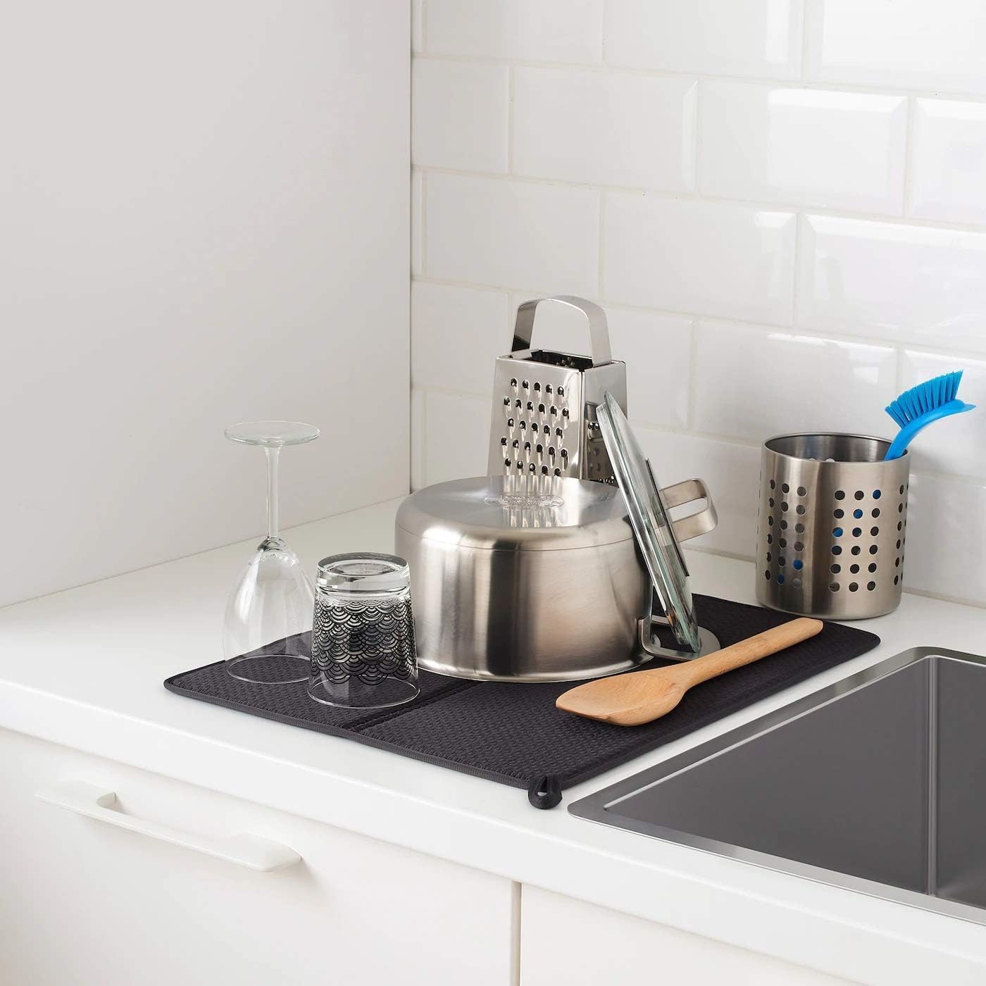Ikea Polyurethane Foam Dish Drying Mat, 44x36 cm, Dark Grey — Amazon image 2