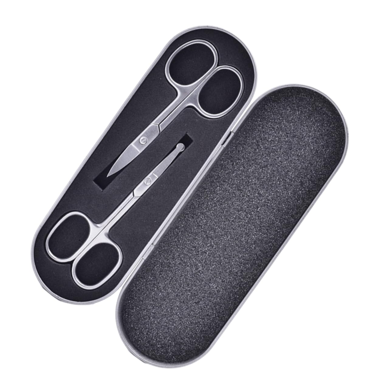 FRCOLOR 2pcs Stainless Steel Scissors Facial Hair Scissors Eyebrow Hair Remover Simple Design Scissors Nasal Hair Scissors Nose Hair Scissors Mustache Comb Scissor Craft Scissors Black