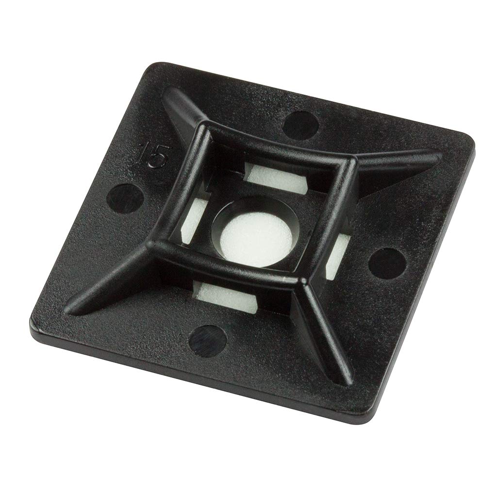 UKCable-Ties Self Adhesive Cable Ties Base 19mm x 19mm Fixing Mounts Black - Pack of 200