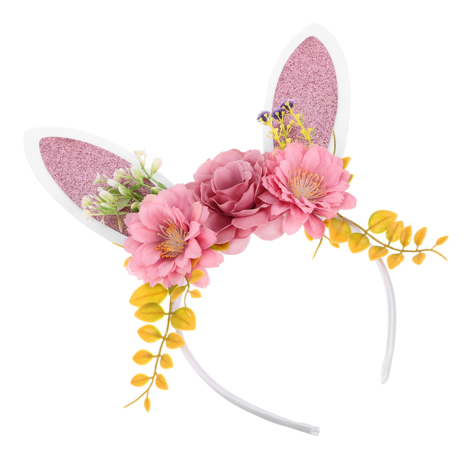 Healeved Serre-tête Lapin De Pâques Avec Oreilles Et Fleurs Bandeau Pour Adulte Et Fille Accessoire De Coiffure Pour Carnaval Et Fête