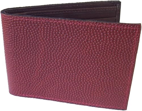 Cartera deportiva de cuero genuino de fútbol para hombre, Rojo -, Billetera plegable