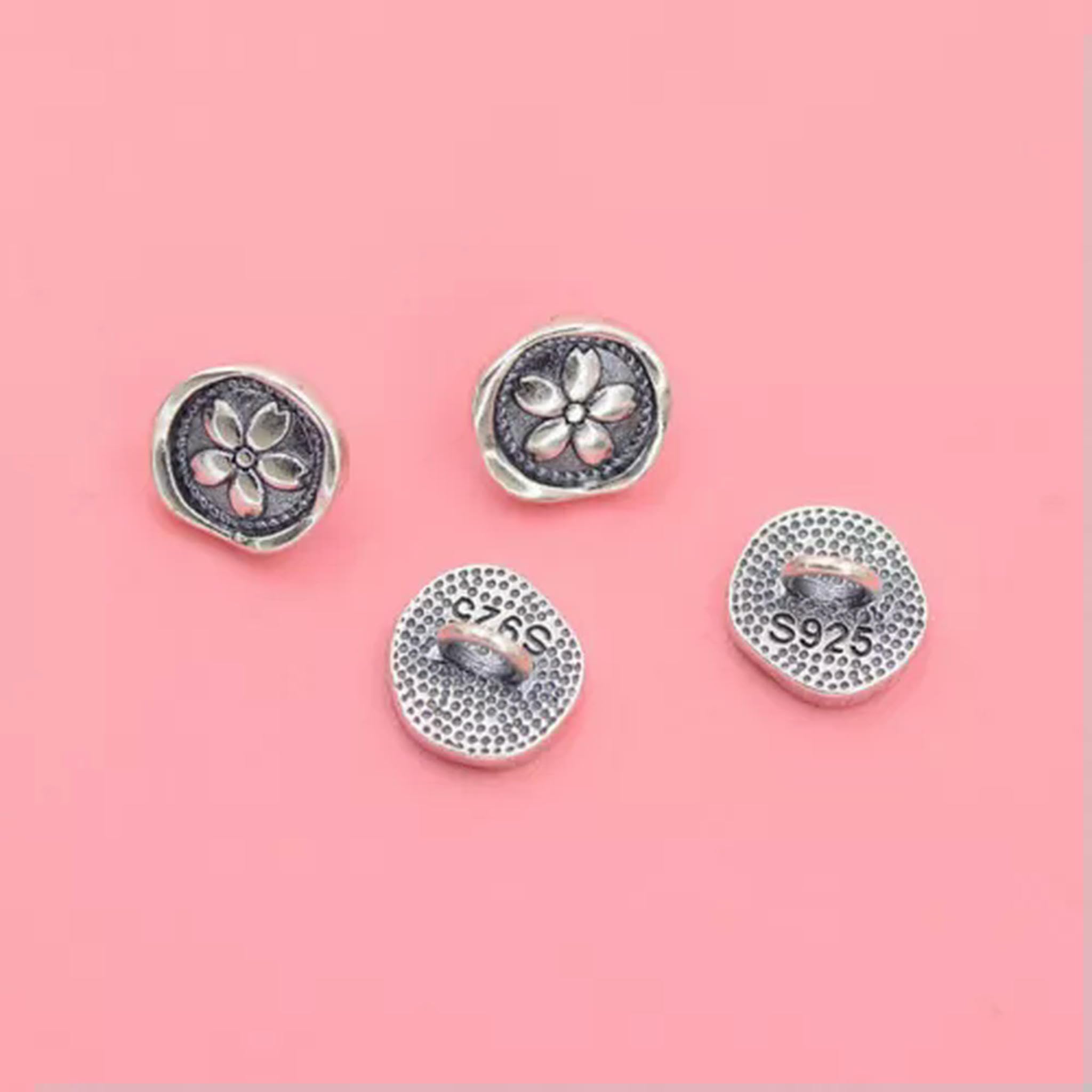 925 Silber Kirschblüten Stempel DIY Runde Perle 6,5mm A5041-20 Stück