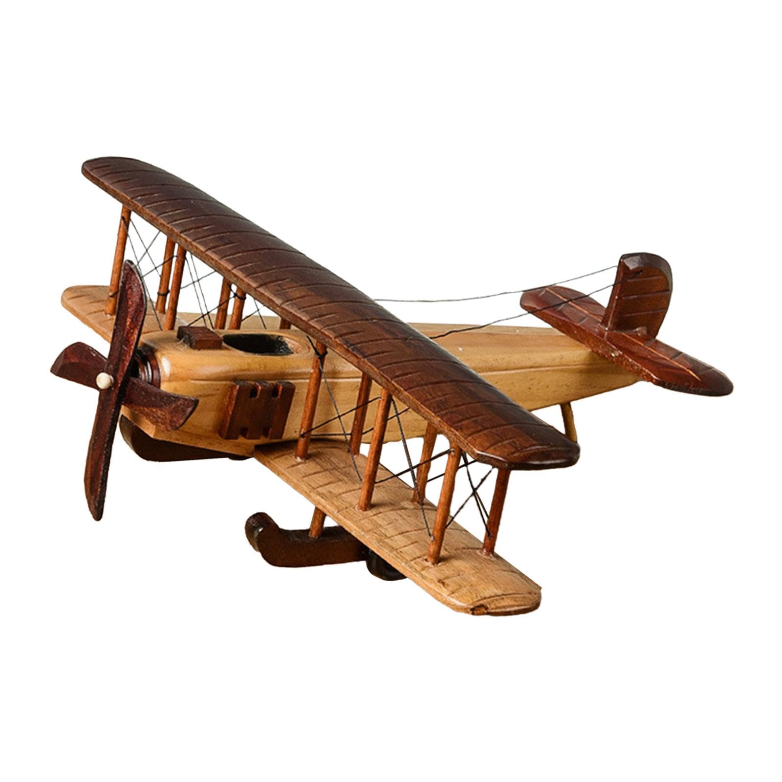 DuskHaven Ornamentale in Legno, Modello di Aereo Artigianale, Aereo Vintage Decorativo da Collezione per Ufficio, Stile C