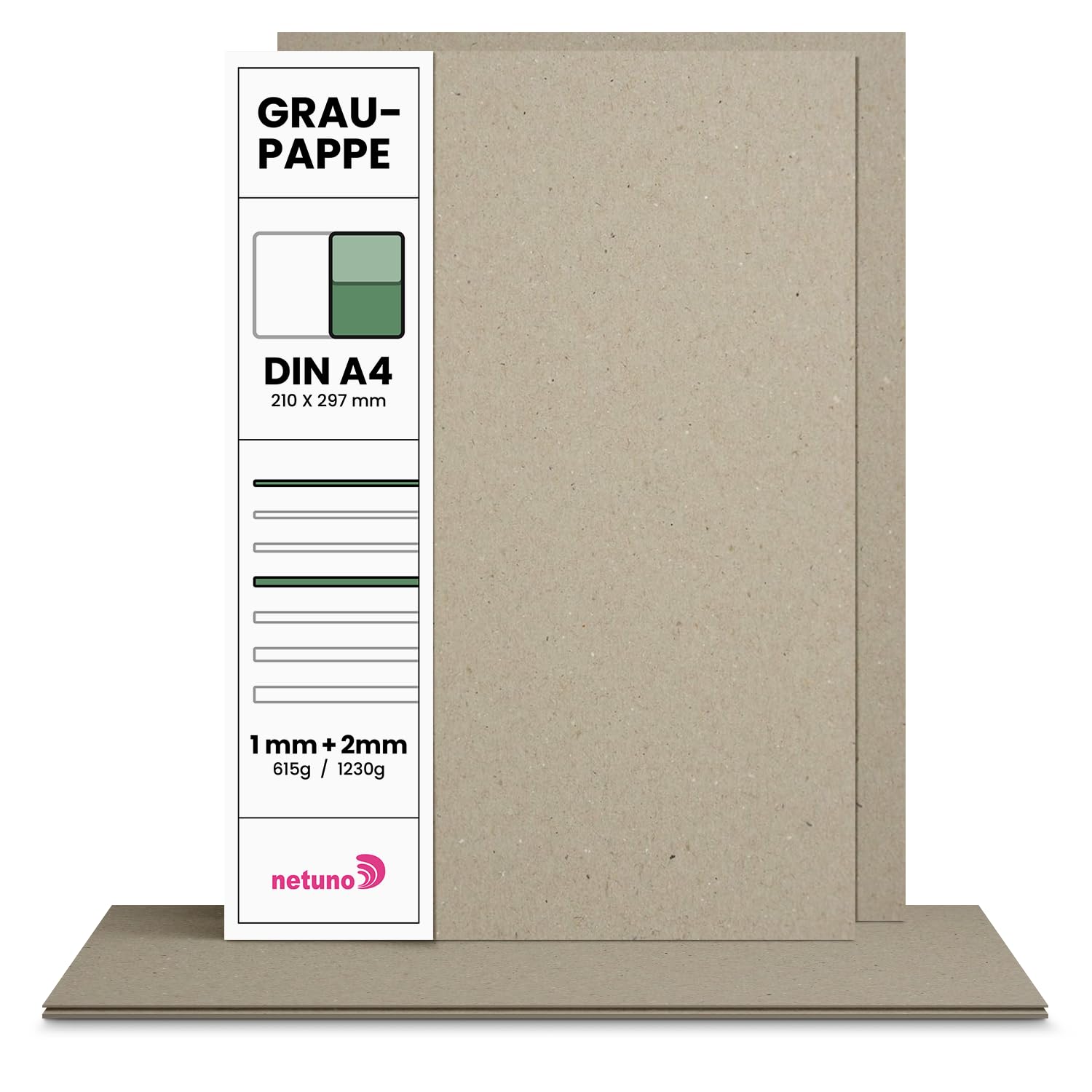 Netuno 40x carton gris A4 210 x 297 mm (20 feuilles 1 mm + 20 feuilles 2 mm) carton pour reliure papier cartonné gris pour loisirs créatifs calendriers travaux manuels couverture à reliure puzzles